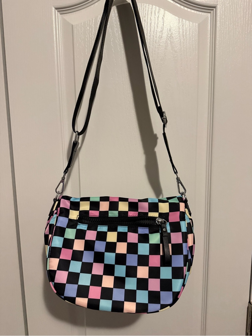 NWOT Iris & Rainbow Pastel Checkered Best Version Bag with Small Pouch - Picture 4 of 7